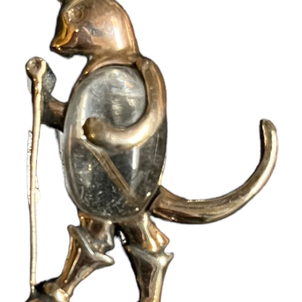 Vintage Norma Sterling Vermeil Lucite Jelly Belly Puss N Boots Cat Brooch